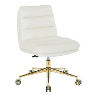 OSP Home Furnishings LGYSA-GW32 Legacy Office Chair in Deluxe White Faux Leather with Gold Base